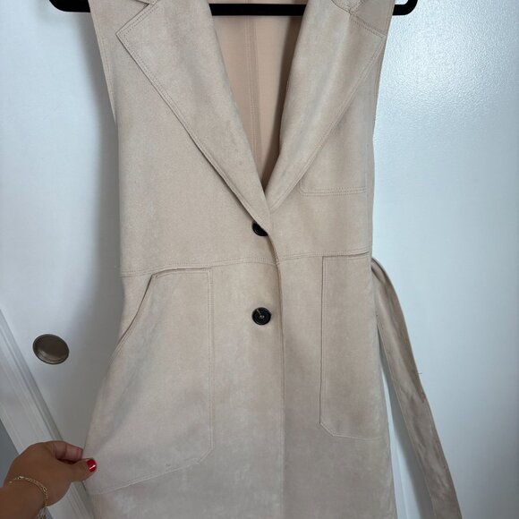 Zara FAUX SUEDE BELTED VEST - Tan - XS - Picture 4 of 5